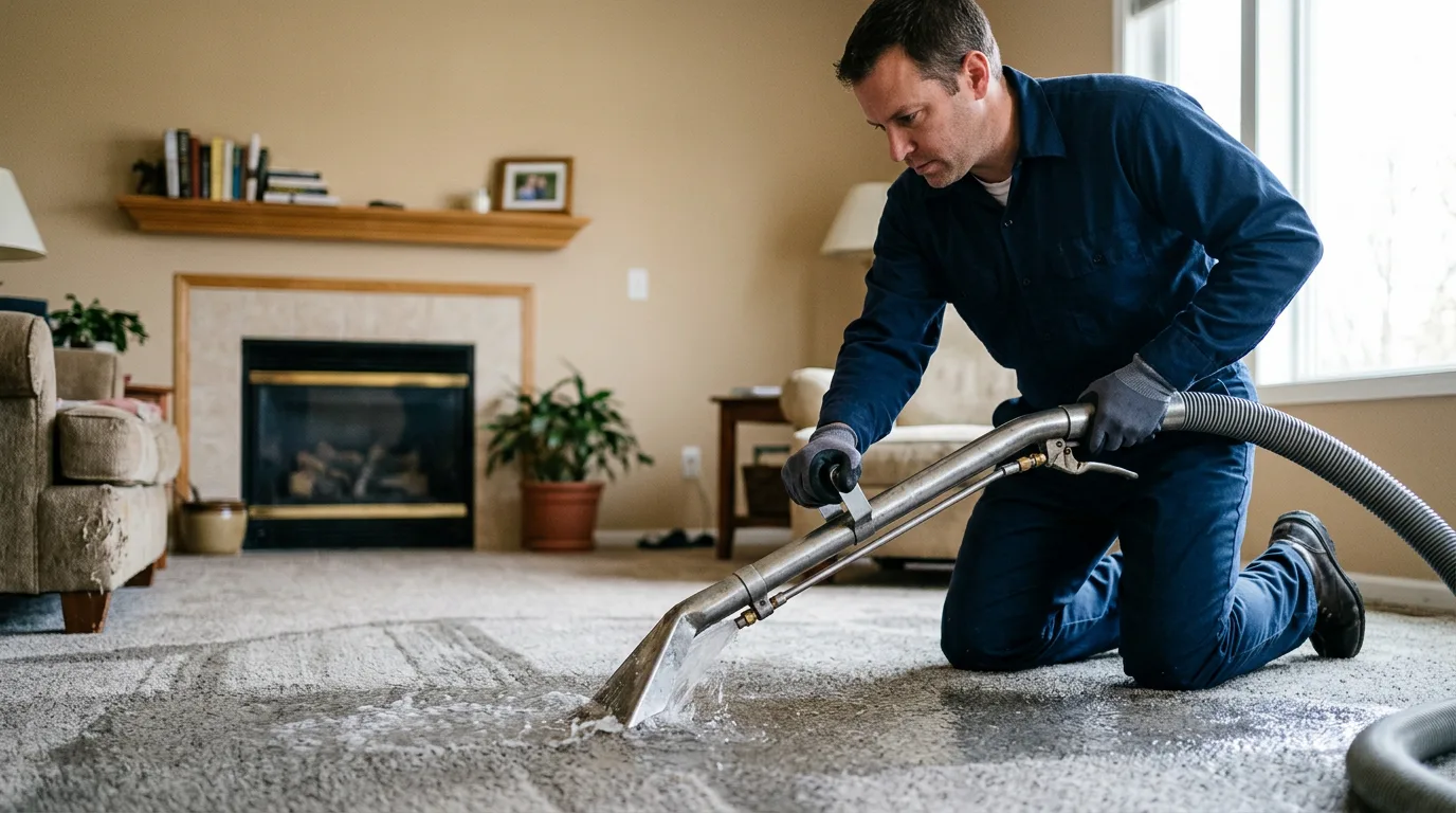 Water damage restoration technician working near Middletown, OH